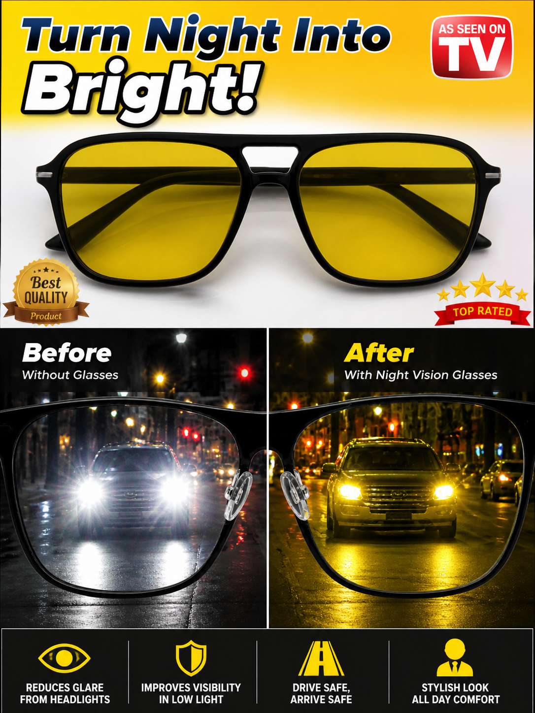 Anti-Glare Night Vision Glasses