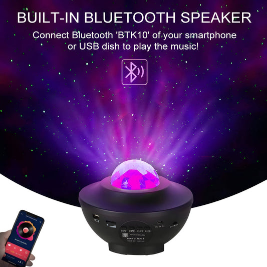 Multi-Functional LED Galaxy Projector Light With Built-In Bluetooth Speaker – Portable Mini Design