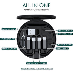 60W Multifunctional Fast Charging Data Cable Set – Portable 5-in-1 Charging Solution