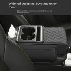 Car Armrest Cushion with Built-In Cup Holder & Tissue Box